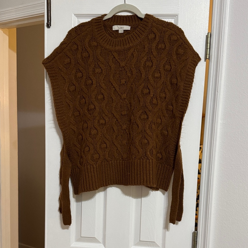 LOFT Brown Cable Knit Sweater Vest